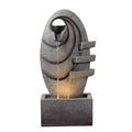 31 In. Outdoor Cascade Fountain with LED Light, Adjustable Flow and Electric Pump in Gray